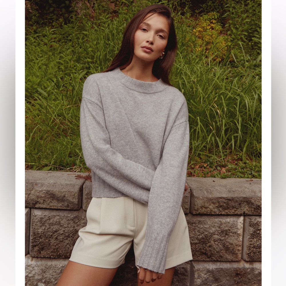 C7 NWT CAARA Perla Merino Wool Ribbed Hem Relaxed Fit Crewneck‎ Neckline Sweater - Picture 4 of 12